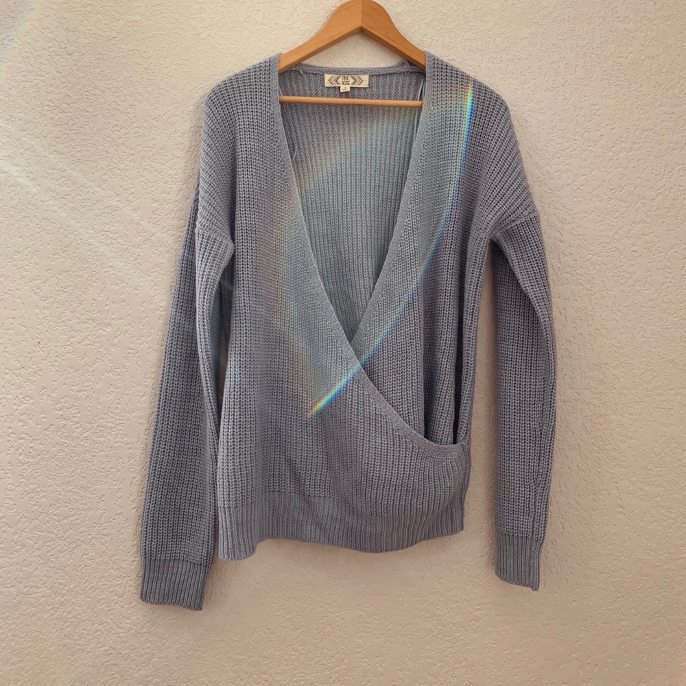 Baby Blue Surplice Sweater